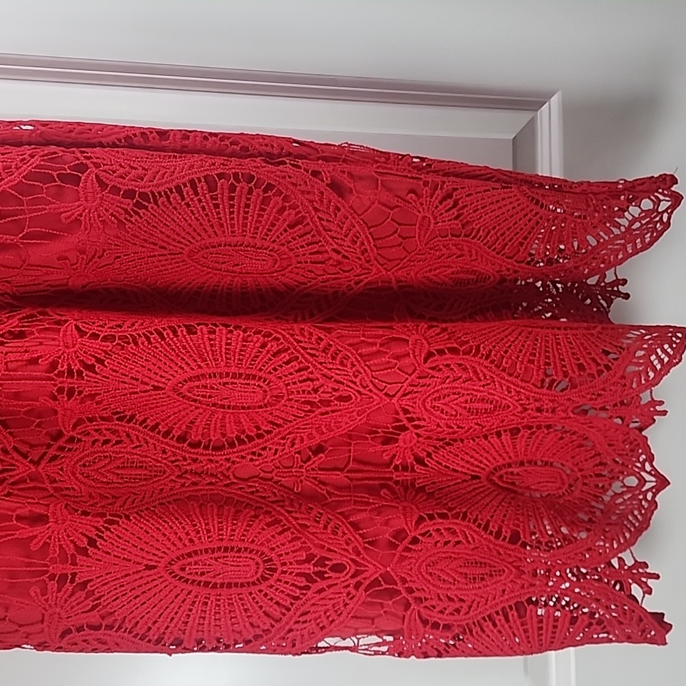 Venus Women Red Lace Short Sleeve Dress Size 10 - Picture 5 of 9